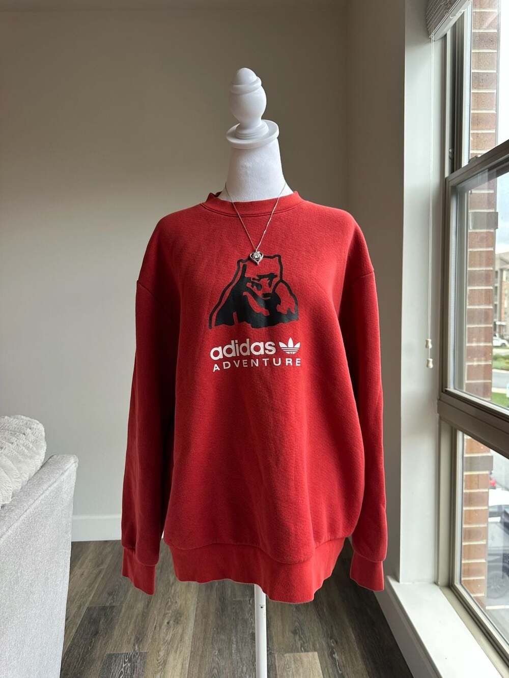 Adidas Originals Adventure Big Logo Sweatshirt Medium Red Crewneck